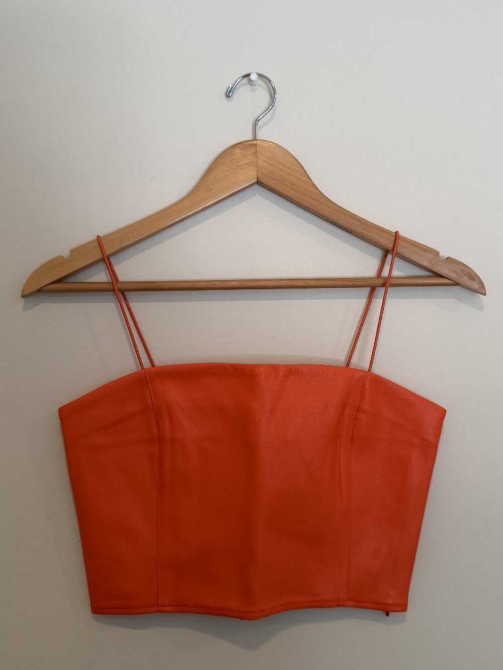 Twik | Orange Faux Leather Cropped Tank